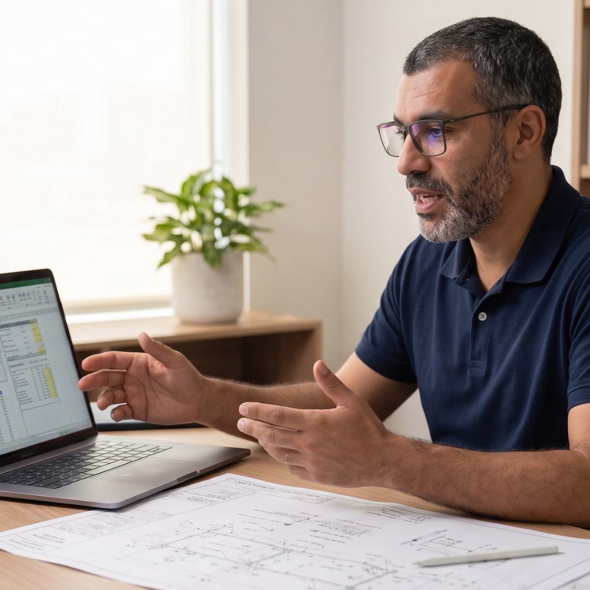 Expert VRD en séance d'accompagnement devant son ordinateur